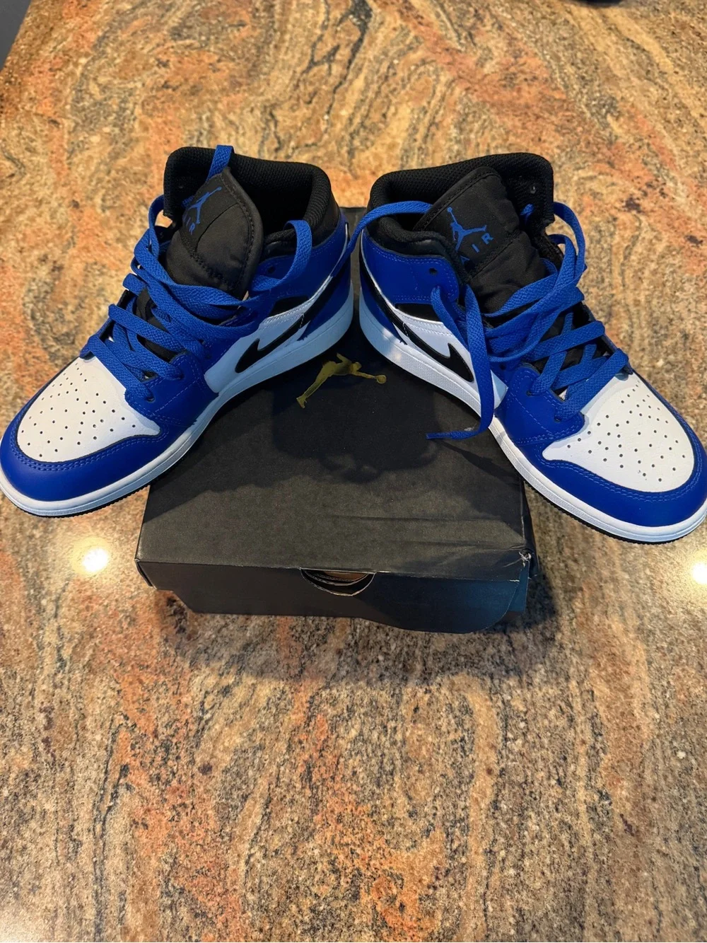 Nike Kids Blue White and Black High-Top Sneakers